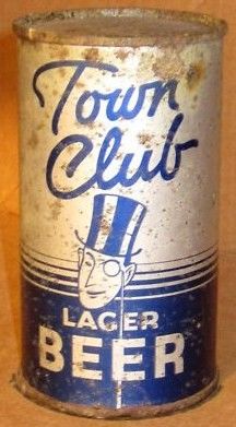 Town Club Flat Top Beer Can w Opening Instructions