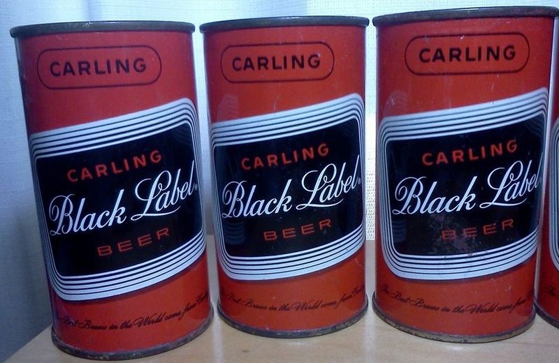 Three Carling Black Label Flat Top Beer Cans