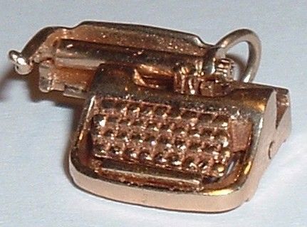 Vintage 14K Gold 3D Moveable Typewriter Charm