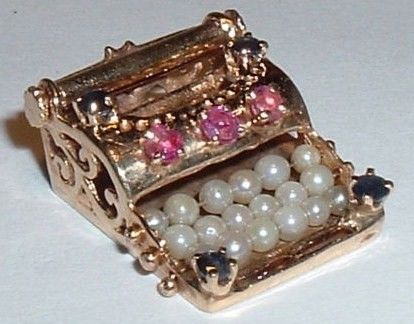 Vintage 14K Gold 3D Gemstone Typewriter Charm