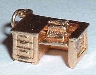 Vintage 14K Gold 3D Moveable Typewriter Desk Charm