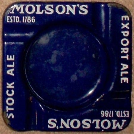 1930 Molson's Ale Porcelain Cigarette Ashtray 1930 Molson's Ale Porcelain Cigarette Ashtray
