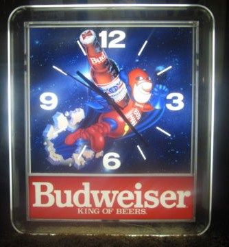 Vintage 1990 Budweiser Budman Lighted Clock