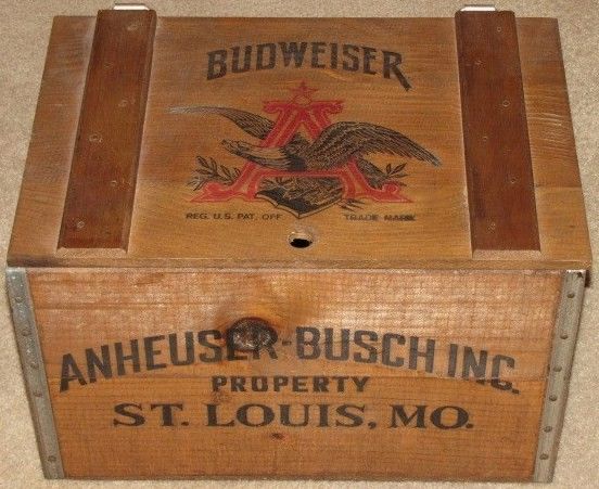 Vintage Anheuser Bush Budweiser Beer Wooden Crate Box