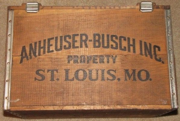 Vintage Anheuser Busch Budweiser Beer Wooden Crate Box Top View