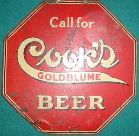 Vintage Cook's Goldblume Beer Metal Tin Sign Octagon Vintage Cook's Goldblume Beer Metal Tin Sign Octagon
