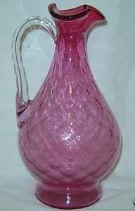 Vintage Fenton Glass Cranberry Diamont Optic Pitcher