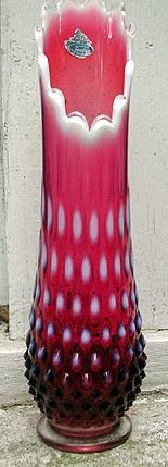 Vintage Fenton Glass Plum Opalescent Hobnail Vase