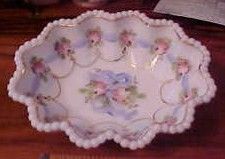 Vintage Fenton Hand Painted Candy Dish Hobnail Border