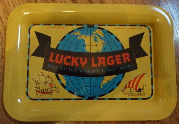 Vintage Lucky Lager Beer Tip Tray