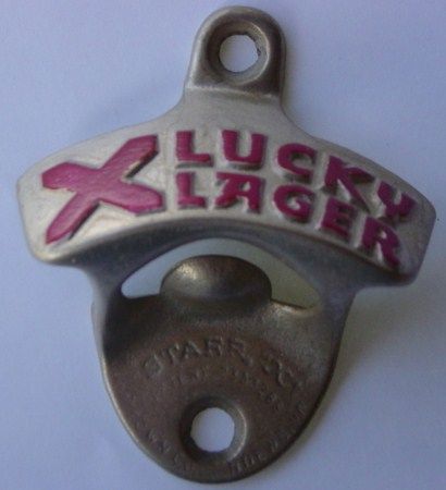 Vintage Lucky Lager Starr X Wall Mount Bottle Opener