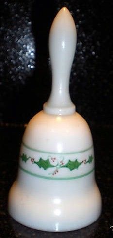 Vintage Milk Glass Christmas Fenton Bell Signed Debi L
