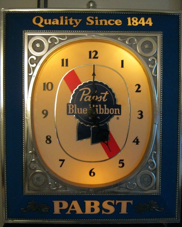 Vintage Pabst Blue Ribbon bar Clock Sign