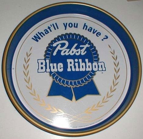 Vintage Pabst Blue Ribbon Metal Beer Tray