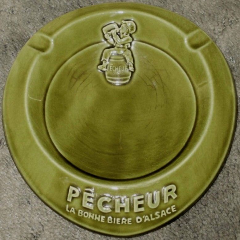 Pecheur'd Alsace French Fisherman Beer Ashtray Pecheurd Alsace French Fisherman Beer Ashtray