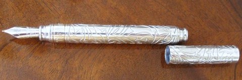 Vintage Tiffany & Co. Sterling Silver Flame Engraved Fountain Pen Vintage Tiffany & Co. Sterling Silver Flame Engraved Fountain Pen