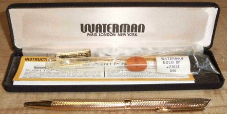 Waterman Hemisphere 23 K Gold Plated Barley Ballpoint Pen Waterman Hemisphere 23 K Gold Plated Barley Ballpoint Pen