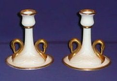 Vintage 1938 Fenton Art Glass Swan Candlesticks
