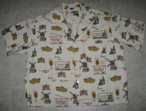 1950's Heineken Beer Cocktail Shirt-Island Creation 1950's Heineken Beer Cocktail Shirt-Island Creation