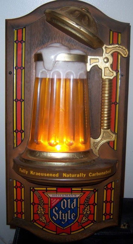 Vintage 1976 Heilemans Old Style Beer Bubbler Stein Motion Sign