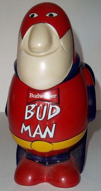 Vintage 1980s Bud Man Stein Mug Ceramarte Brazil Front View