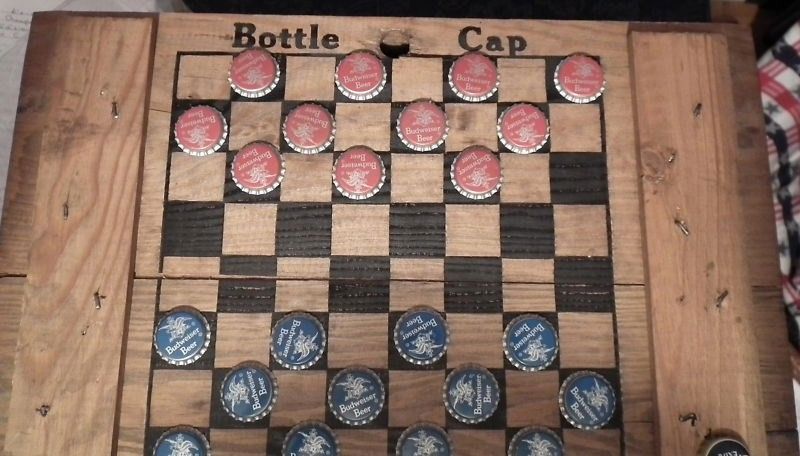 Old Wooden Anheuser busch Beer Crate w/Checker Board Old Wooden Anheuser busch Beer Crate w/Checker Board