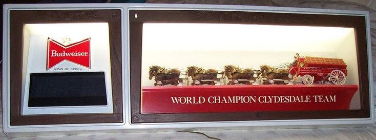 Vintage Budweiser Clydesdale Lighted Clock Sign