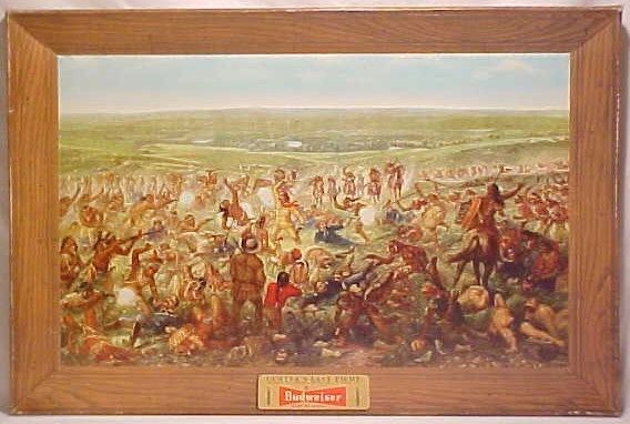 Vintage Budweiser Custers Last Stand 1952 Advertising Painting 