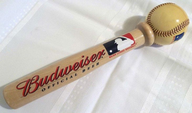 Vintage Budweiser Wood Beer Tap Handle Official Beer MLB
