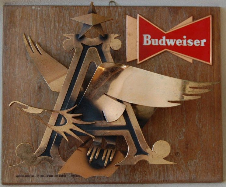 Budweiser Sign 1950's-60's Metal Wood