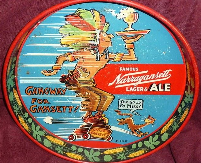 Vintage Dr. Seuss Narragansett Lager Ale Beer Tray Vintage Dr. Seuss Narragansett Lager Ale Beer Tray