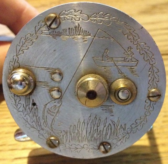 Vintage Engraved Fishing Reel JC Higgins Model #488 No. 312-3108 Right Side Vintage Engraved Fishing Reel JC Higgins Model #488 No. 312-3108 Right Side