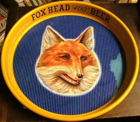 Vintage Fox Head 400 Beer round 13 inch Metal Serving Tray Waukesh