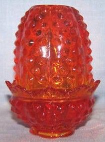 Vintage Fenton Glass Hobnail Amberina Fairy Lamp