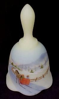 Vintage Fenton Hand Painted Bell Winter Horse Sleigh