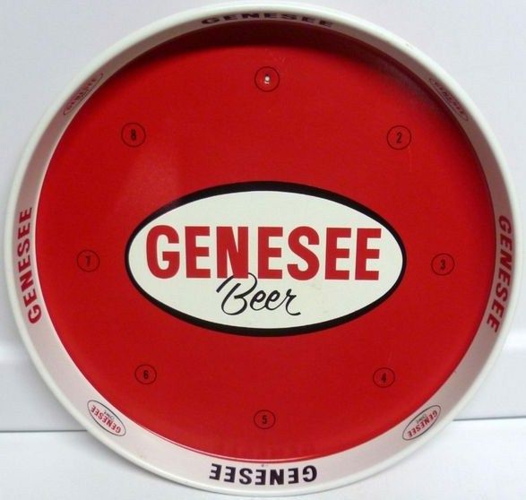 Vintage Genesee Beer Metal Serving Tray Red & White