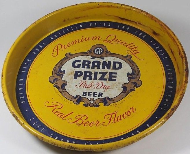 Vintage Grand Prize Pale Dry Beer Tray Houston, Texas Vintage Grand Prize Pale Dry Beer Tray Houston, Texas