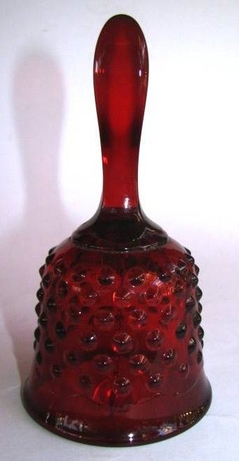 Vintage Hobnail Ruby Red Glass Fenton Bell