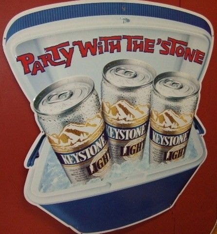 Vintage Keystone Light Beer Tin Tacker Ad Sign Vintage Keystone Light Beer Tin Tacker Ad Sign