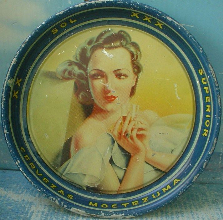 Vintage Mini Tin Tray XX SOL XXX Superior Beer 1950s