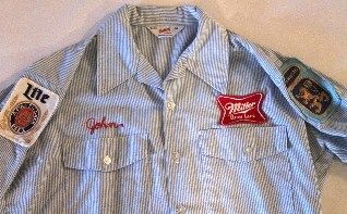 Vintage Mens Beer Delivery Uniform Shirt Miller High Life Patch