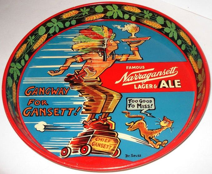 Vintage Narragansett Lager & Ale Dr. Suess Metal Beer Tray