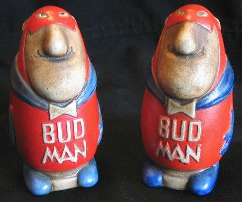 Original 70s Bud Man Salt & Pepper Shakers Original 70s Bud Man Salt & Pepper Shakers