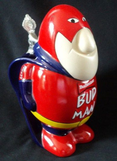 Vintage Porcelain Ceramic Budweiser Bud Man Mug Beer Stein