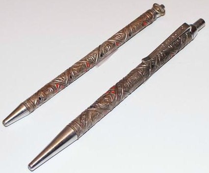 Vintage Rolex Merkur Tribes of Israel Bezalel Works Silver Design Pen Set Vintage Rolex Merkur Tribes of Israel Bezalel Works Silver Design Pen Set