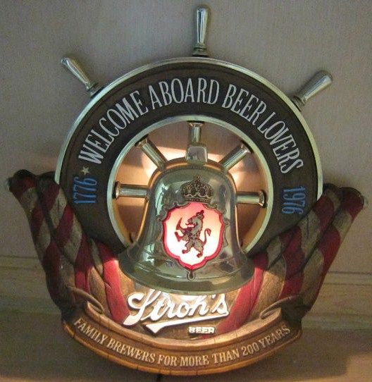 Vintage Strohs Original Lighted Beer Sign Nautical Bicentenial