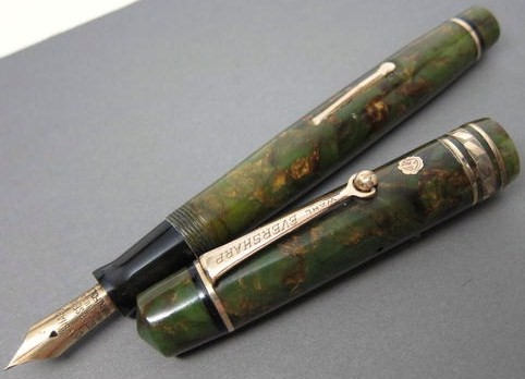 Vintage Wahl Eversharp Gold Seal Large Green/Bronze Deco Band-Roller Clip