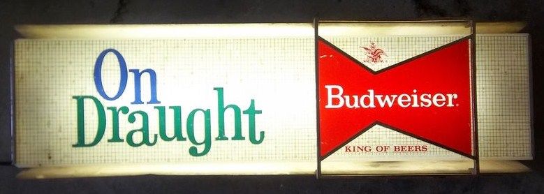Vintage Original Lighted 1961 Budweiser Beer Sign on Draught