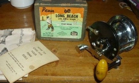 Working Vintage Penn Long Beach Model 60 Baitcasting Reel w/Box & Papers