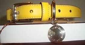 Yellow Leather Designer Dog Collar by Coach